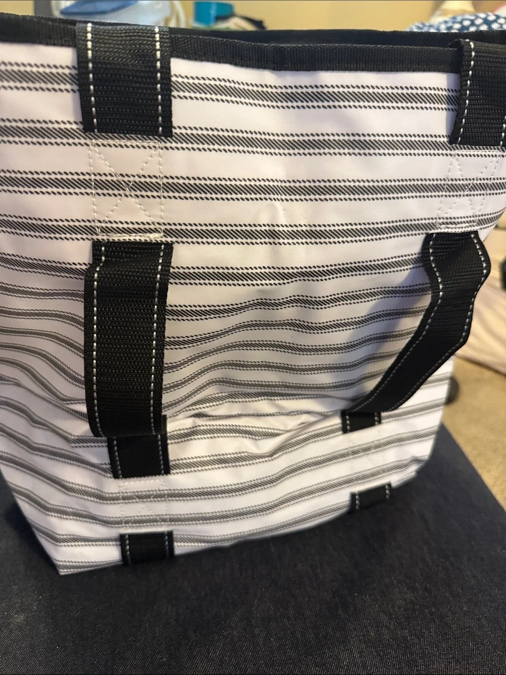 Scout Black & White Striped Canvas Gym Bag Tote